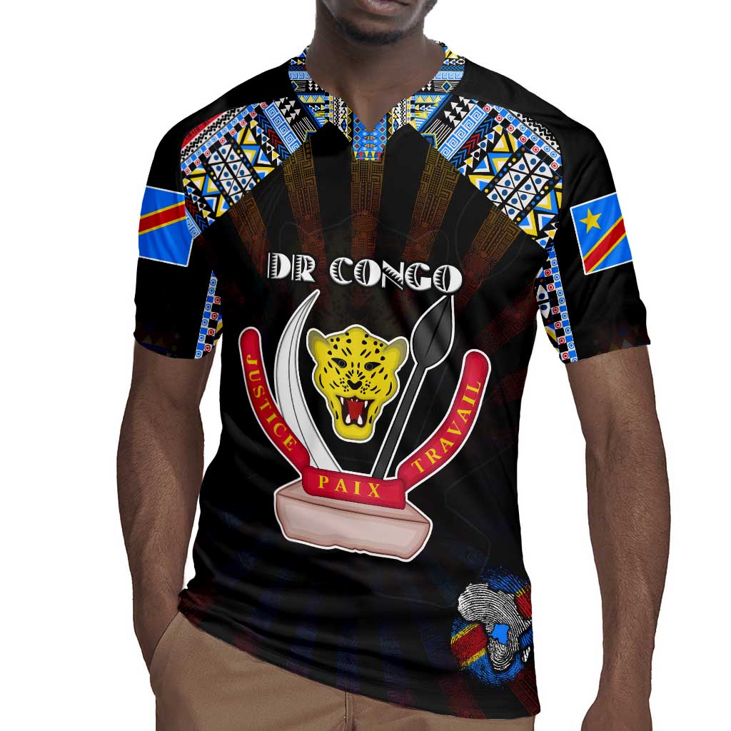 Personalized DR Congo Roots Rugby Jersey African Pride in Fingerprint and Tribal Colors
