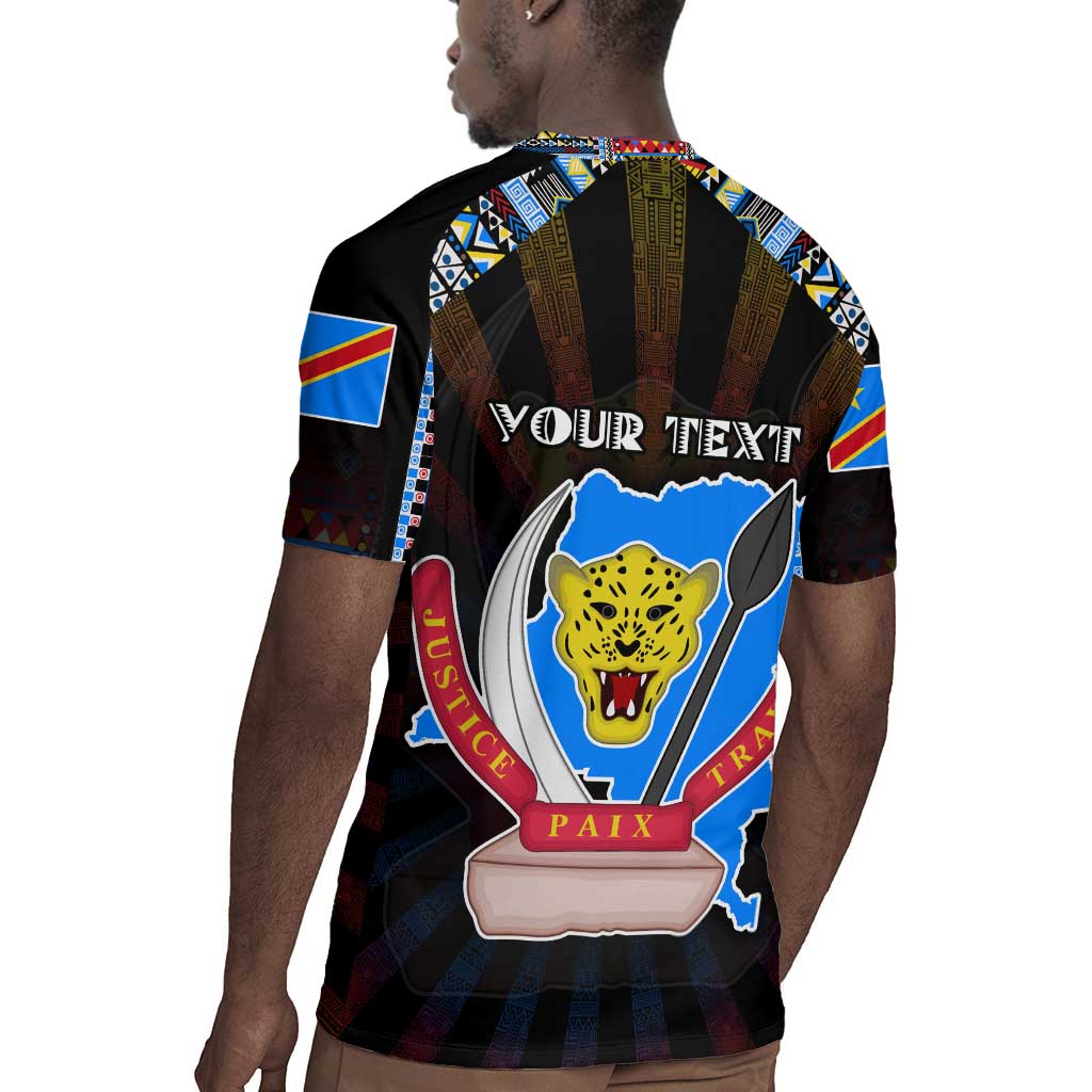 Personalized DR Congo Roots Rugby Jersey African Pride in Fingerprint and Tribal Colors