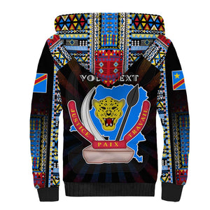 Personalized DR Congo Roots Sherpa Hoodie African Pride in Fingerprint and Tribal Colors