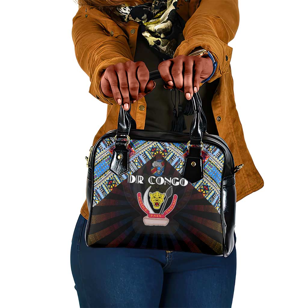 DR Congo Roots Shoulder Handbag African Pride in Fingerprint and Tribal Colors