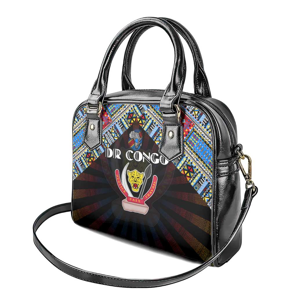 DR Congo Roots Shoulder Handbag African Pride in Fingerprint and Tribal Colors