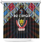 DR Congo Roots Shower Curtain African Pride in Fingerprint and Tribal Colors