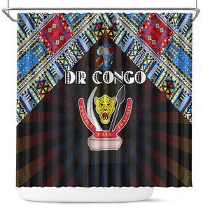 DR Congo Roots Shower Curtain African Pride in Fingerprint and Tribal Colors