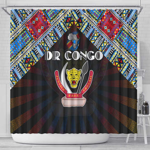 DR Congo Roots Shower Curtain African Pride in Fingerprint and Tribal Colors
