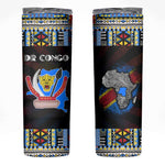 DR Congo Roots Skinny Tumbler African Pride in Fingerprint and Tribal Colors