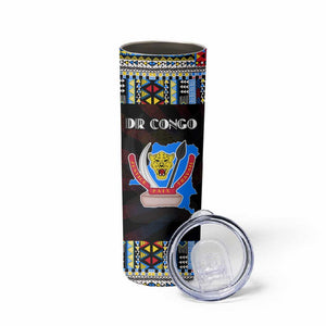 DR Congo Roots Skinny Tumbler African Pride in Fingerprint and Tribal Colors