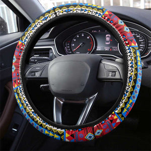 DR Congo Roots Steering Wheel Cover African Pride in Fingerprint and Tribal Colors