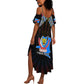 Personalized DR Congo Roots Summer Maxi Dress African Pride in Fingerprint and Tribal Colors