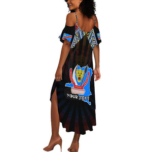Personalized DR Congo Roots Summer Maxi Dress African Pride in Fingerprint and Tribal Colors
