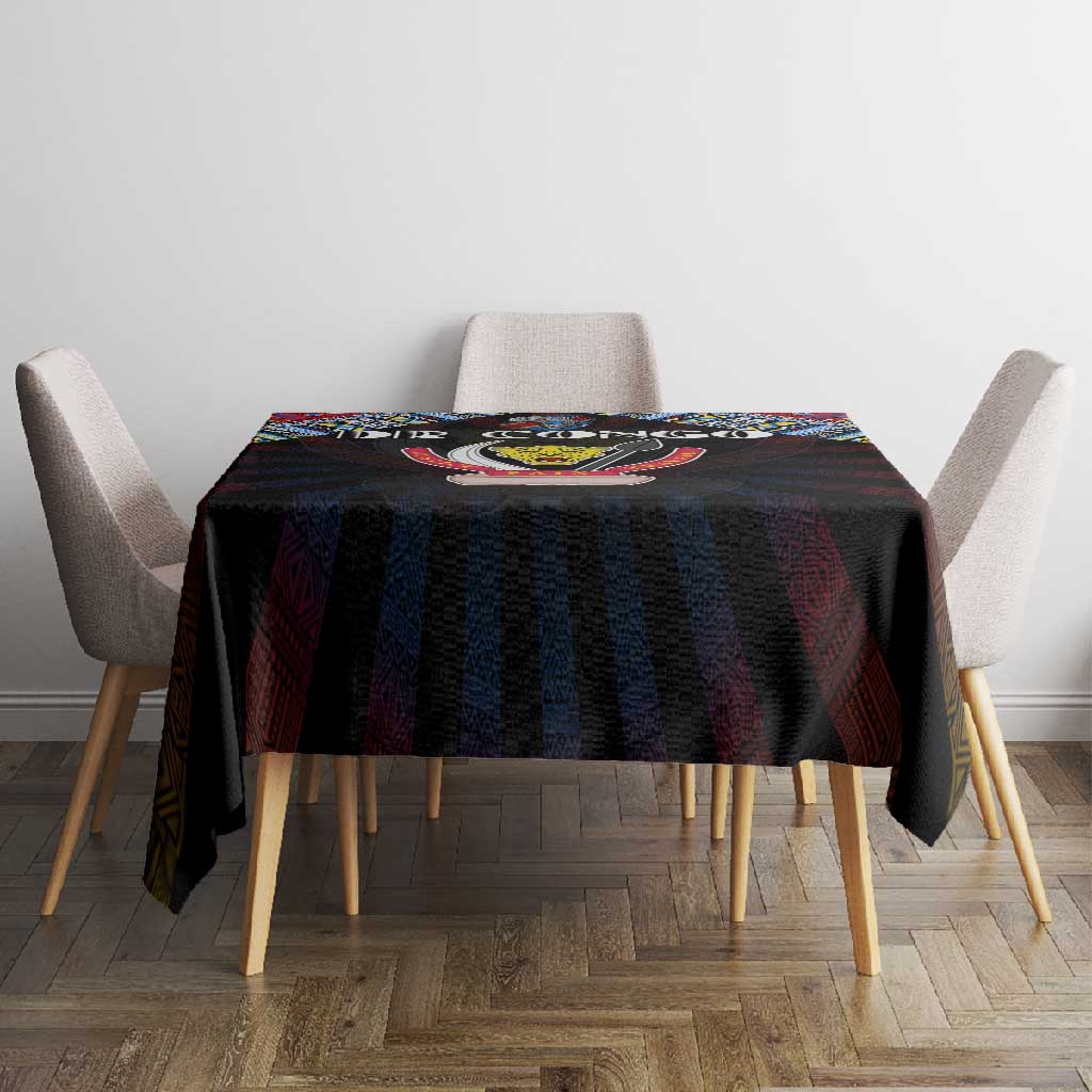 DR Congo Roots Tablecloth African Pride in Fingerprint and Tribal Colors
