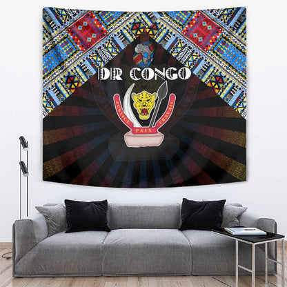 DR Congo Roots Tapestry African Pride in Fingerprint and Tribal Colors
