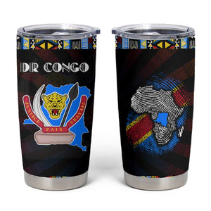 DR Congo Roots Tumbler Cup African Pride in Fingerprint and Tribal Colors