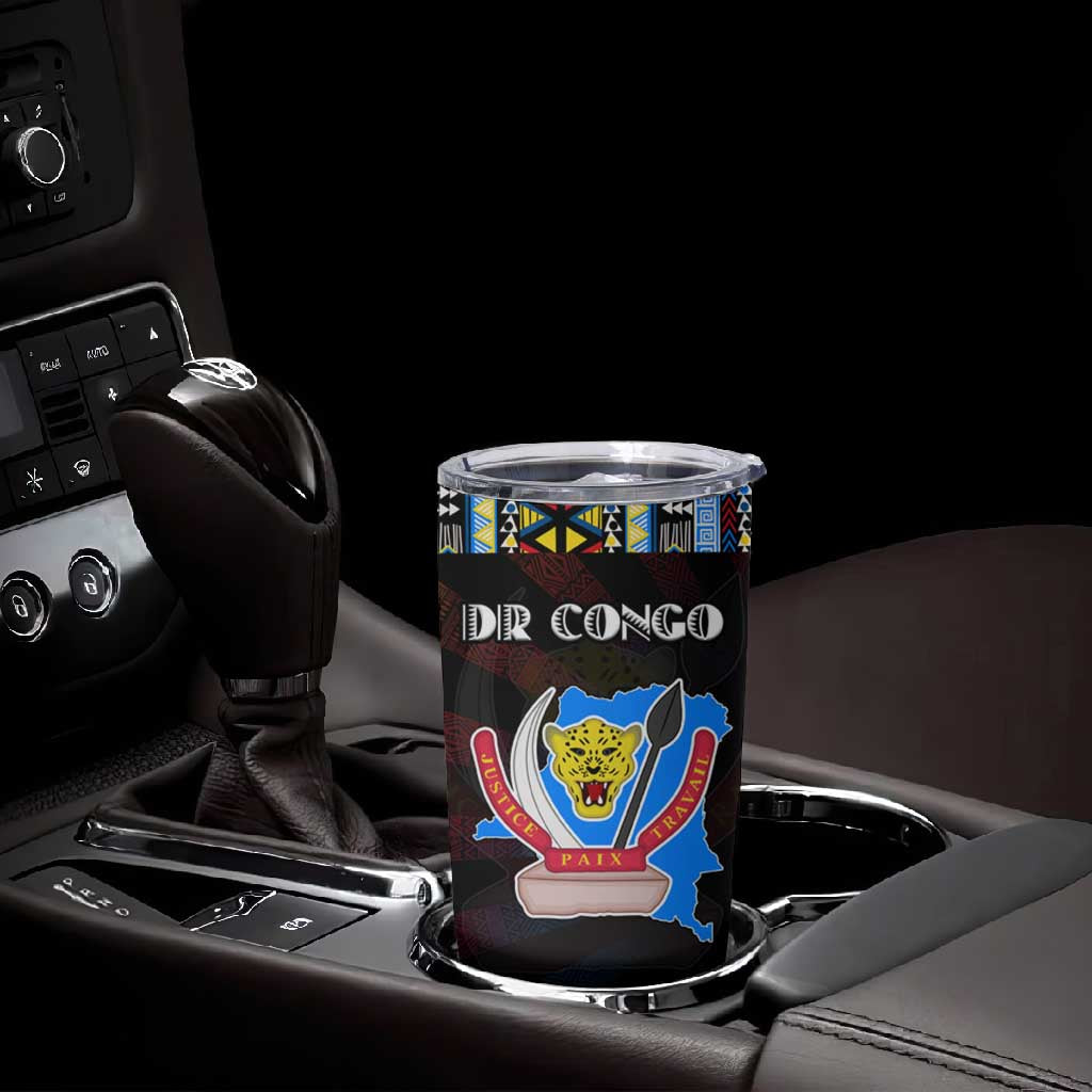 DR Congo Roots Tumbler Cup African Pride in Fingerprint and Tribal Colors