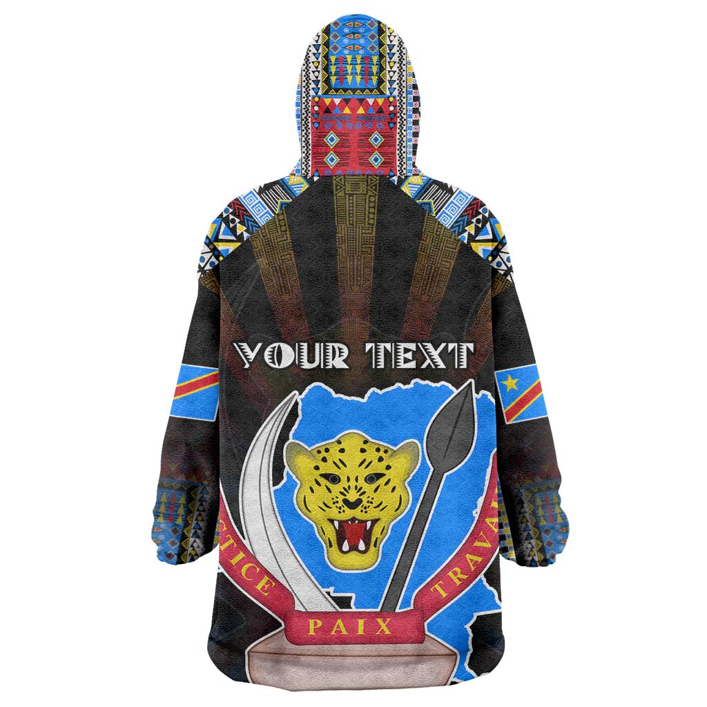 Personalized DR Congo Roots Wearable Blanket Hoodie African Pride in Fingerprint and Tribal Colors