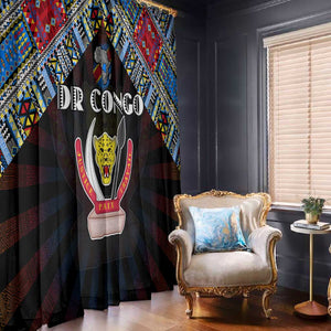 DR Congo Roots Window Curtain African Pride in Fingerprint and Tribal Colors