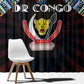 DR Congo Roots Window Curtain African Pride in Fingerprint and Tribal Colors