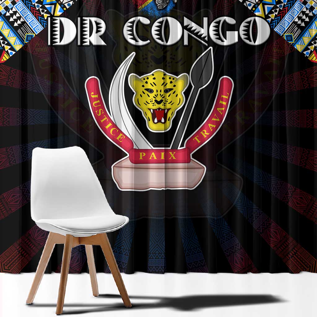 DR Congo Roots Window Curtain African Pride in Fingerprint and Tribal Colors