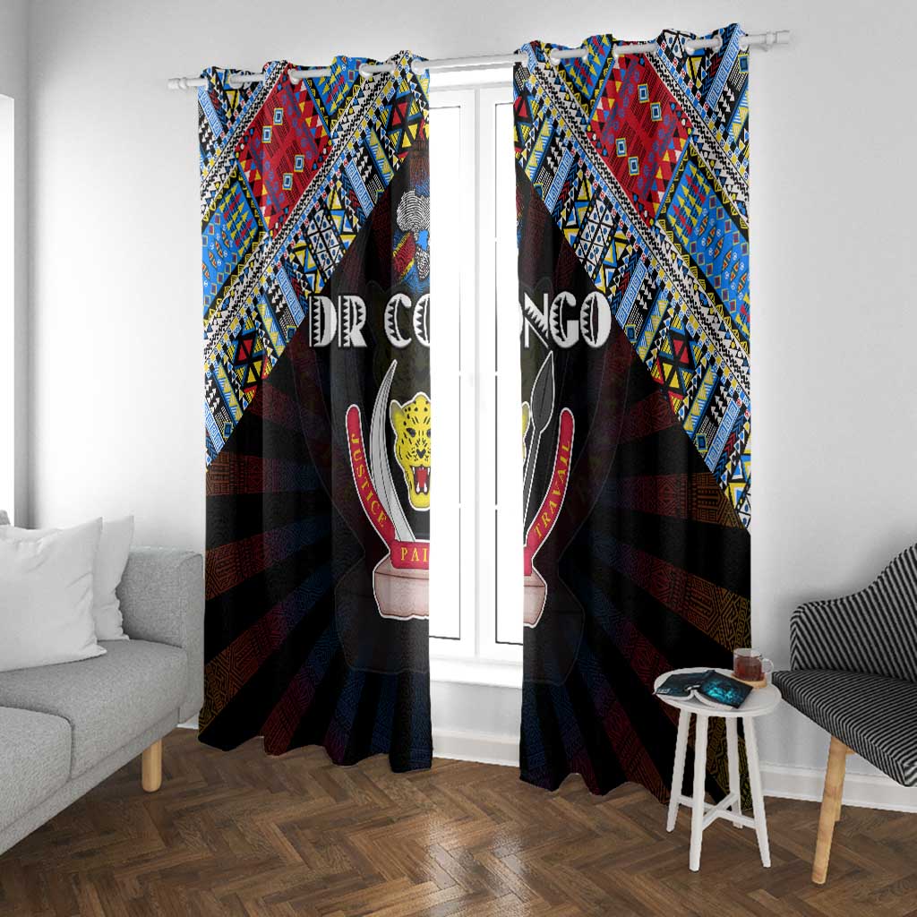 DR Congo Roots Window Curtain African Pride in Fingerprint and Tribal Colors