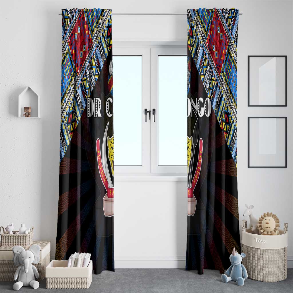 DR Congo Roots Window Curtain African Pride in Fingerprint and Tribal Colors