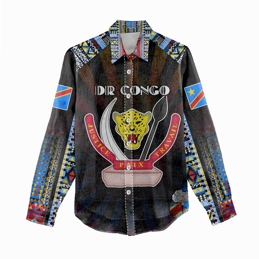 Personalized DR Congo Roots Women Casual Shirt African Pride in Fingerprint and Tribal Colors