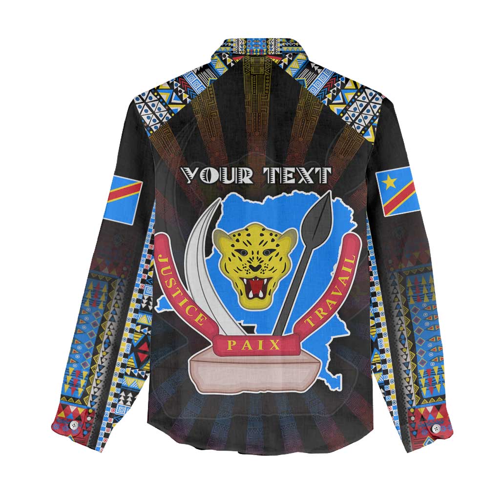Personalized DR Congo Roots Women Casual Shirt African Pride in Fingerprint and Tribal Colors