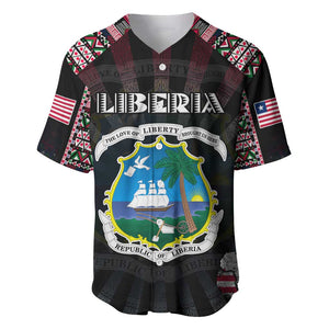 Personalized Liberia Roots Baseball Jersey African Pride in Fingerprint and Tribal Colors