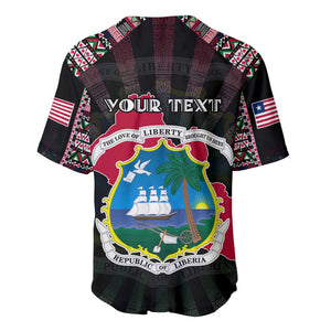 Personalized Liberia Roots Baseball Jersey African Pride in Fingerprint and Tribal Colors