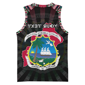 Personalized Liberia Roots Basketball Jersey African Pride in Fingerprint and Tribal Colors - African Pride