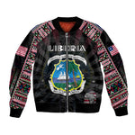 Personalized Liberia Roots Bomber Jacket African Pride in Fingerprint and Tribal Colors