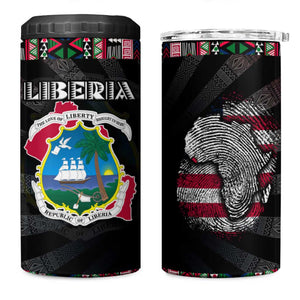 Liberia Roots 4 in 1 Can Cooler Tumbler African Pride in Fingerprint and Tribal Colors