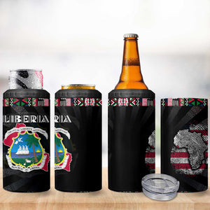 Liberia Roots 4 in 1 Can Cooler Tumbler African Pride in Fingerprint and Tribal Colors