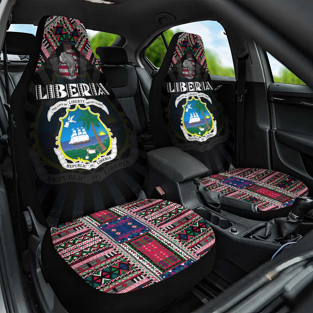 Liberia Roots Car Seat Cover African Pride in Fingerprint and Tribal Colors