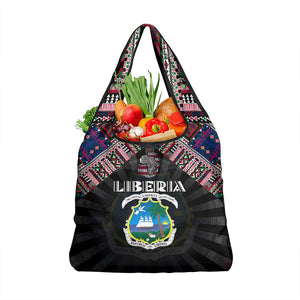 Liberia Roots Grocery Bag African Pride in Fingerprint and Tribal Colors
