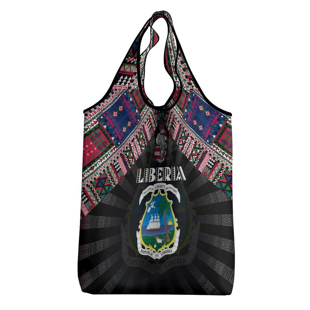 Liberia Roots Grocery Bag African Pride in Fingerprint and Tribal Colors