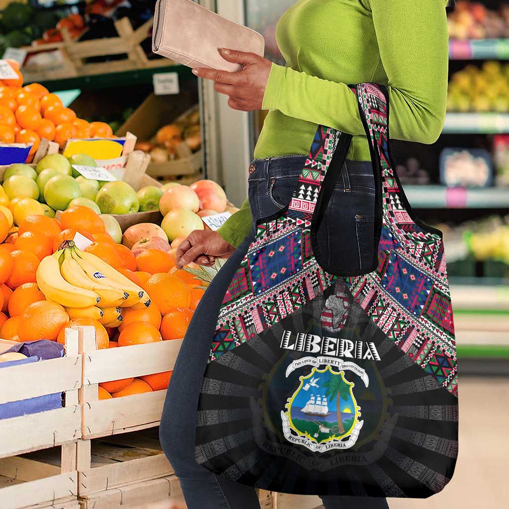 Liberia Roots Grocery Bag African Pride in Fingerprint and Tribal Colors