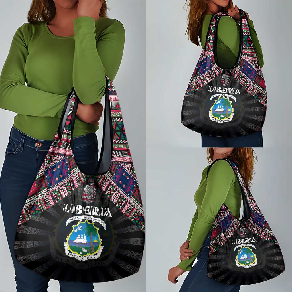 Liberia Roots Grocery Bag African Pride in Fingerprint and Tribal Colors