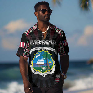 Personalized Liberia Roots Hawaiian Shirt African Pride in Fingerprint and Tribal Colors