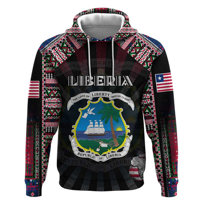 Personalized Liberia Roots Hoodie African Pride in Fingerprint and Tribal Colors