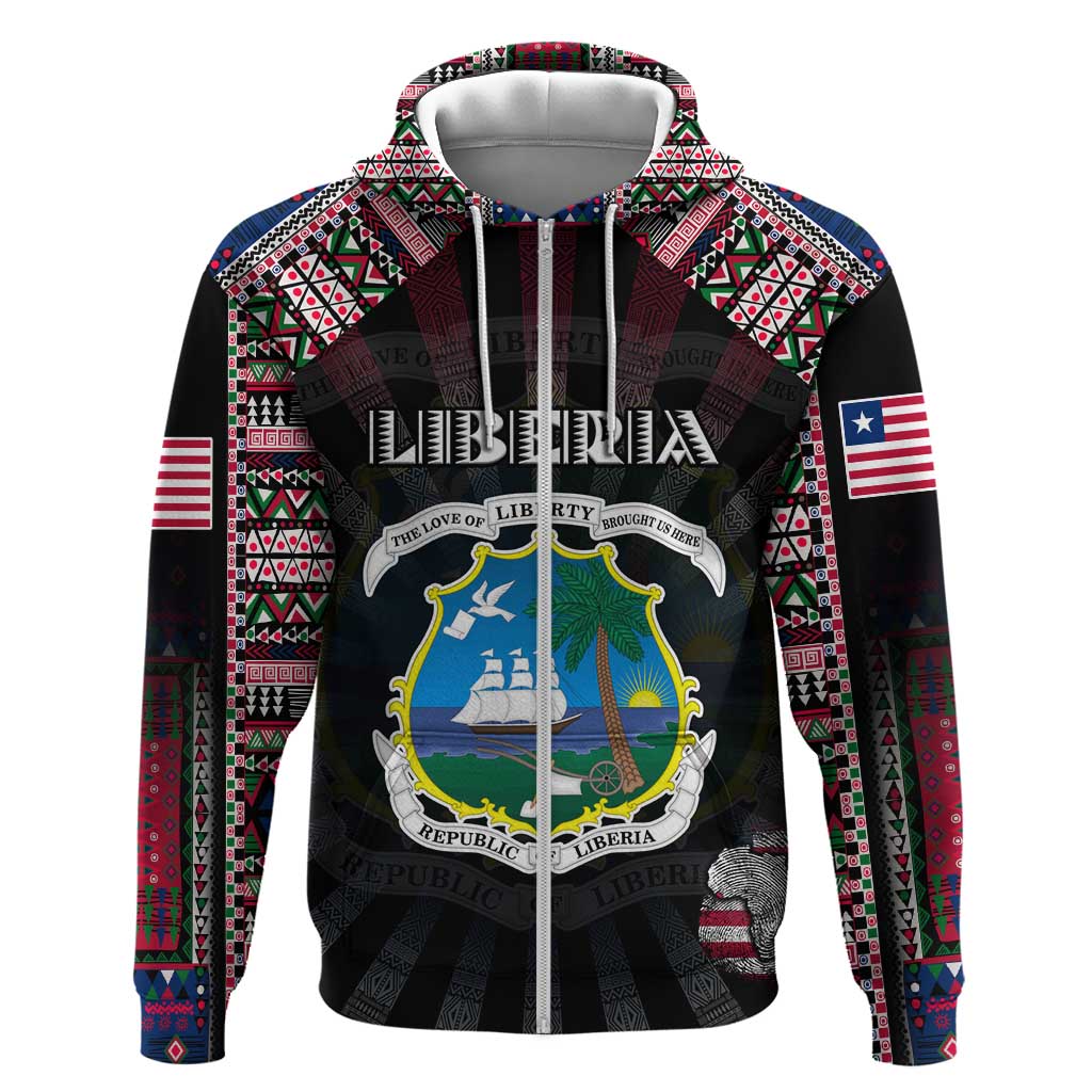 Personalized Liberia Roots Hoodie African Pride in Fingerprint and Tribal Colors