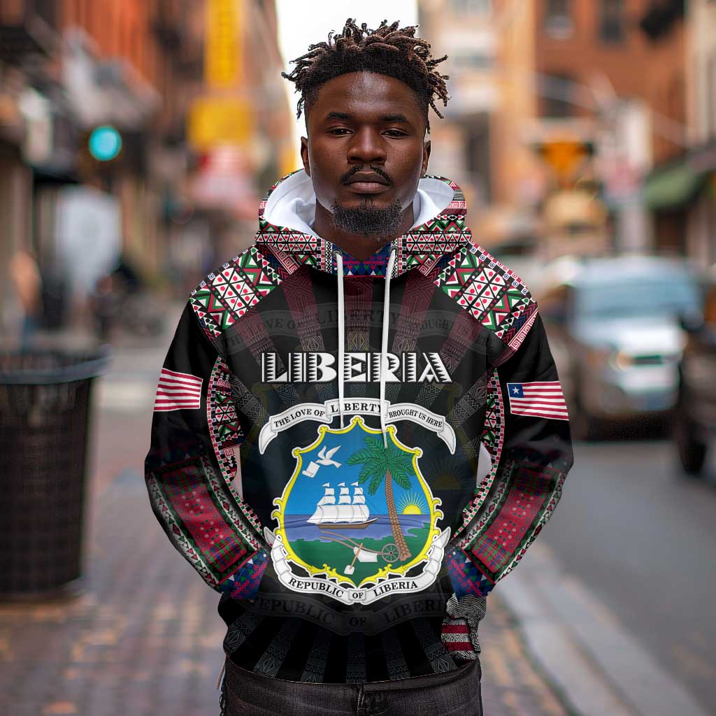 Personalized Liberia Roots Hoodie African Pride in Fingerprint and Tribal Colors