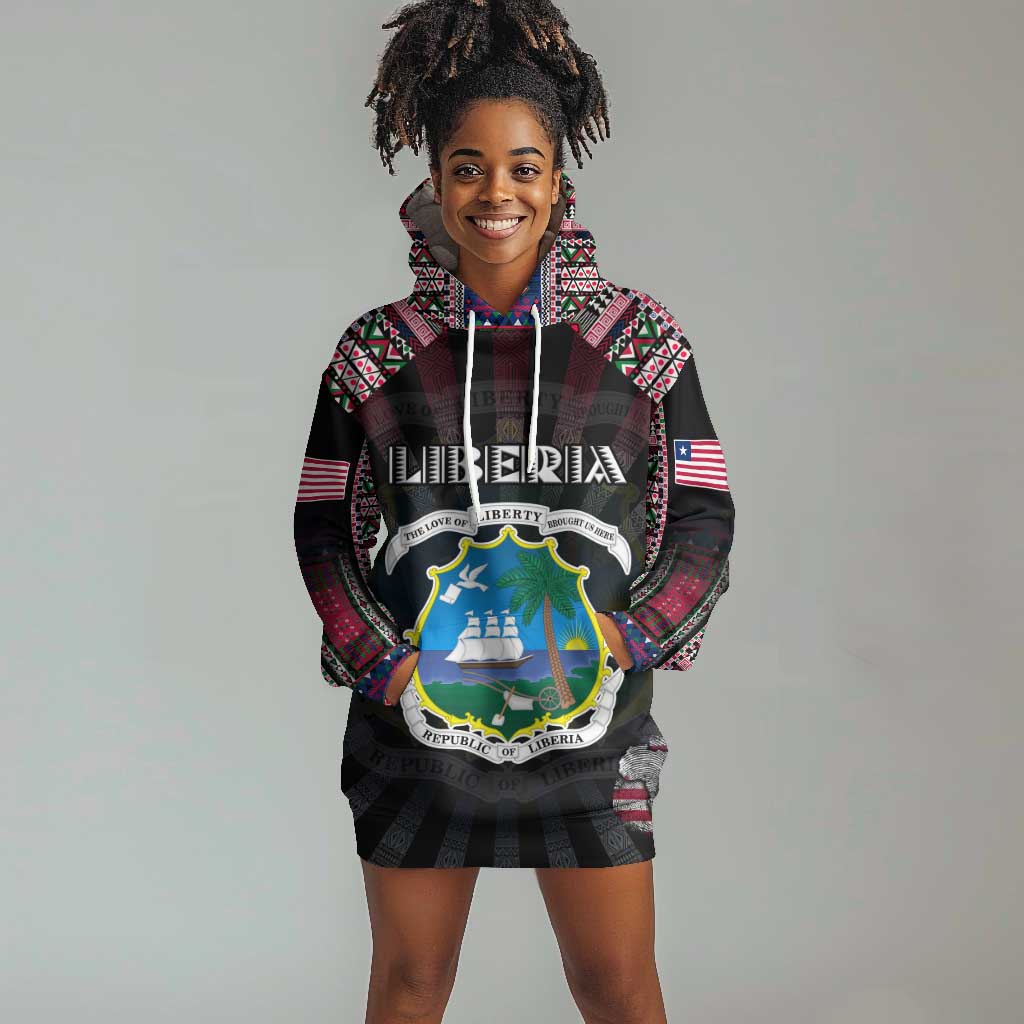 Personalized Liberia Roots Hoodie Dress African Pride in Fingerprint and Tribal Colors