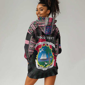 Personalized Liberia Roots Hoodie Dress African Pride in Fingerprint and Tribal Colors