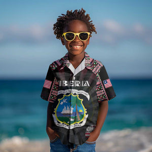 Personalized Liberia Roots Kid Hawaiian Shirt African Pride in Fingerprint and Tribal Colors