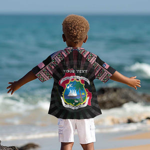 Personalized Liberia Roots Kid Hawaiian Shirt African Pride in Fingerprint and Tribal Colors