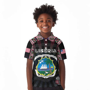Personalized Liberia Roots Kid Polo Shirt African Pride in Fingerprint and Tribal Colors