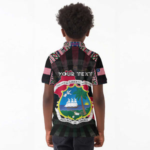 Personalized Liberia Roots Kid Polo Shirt African Pride in Fingerprint and Tribal Colors