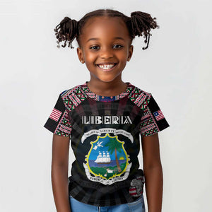 Personalized Liberia Roots Kid T shirt African Pride in Fingerprint and Tribal Colors