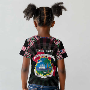 Personalized Liberia Roots Kid T shirt African Pride in Fingerprint and Tribal Colors