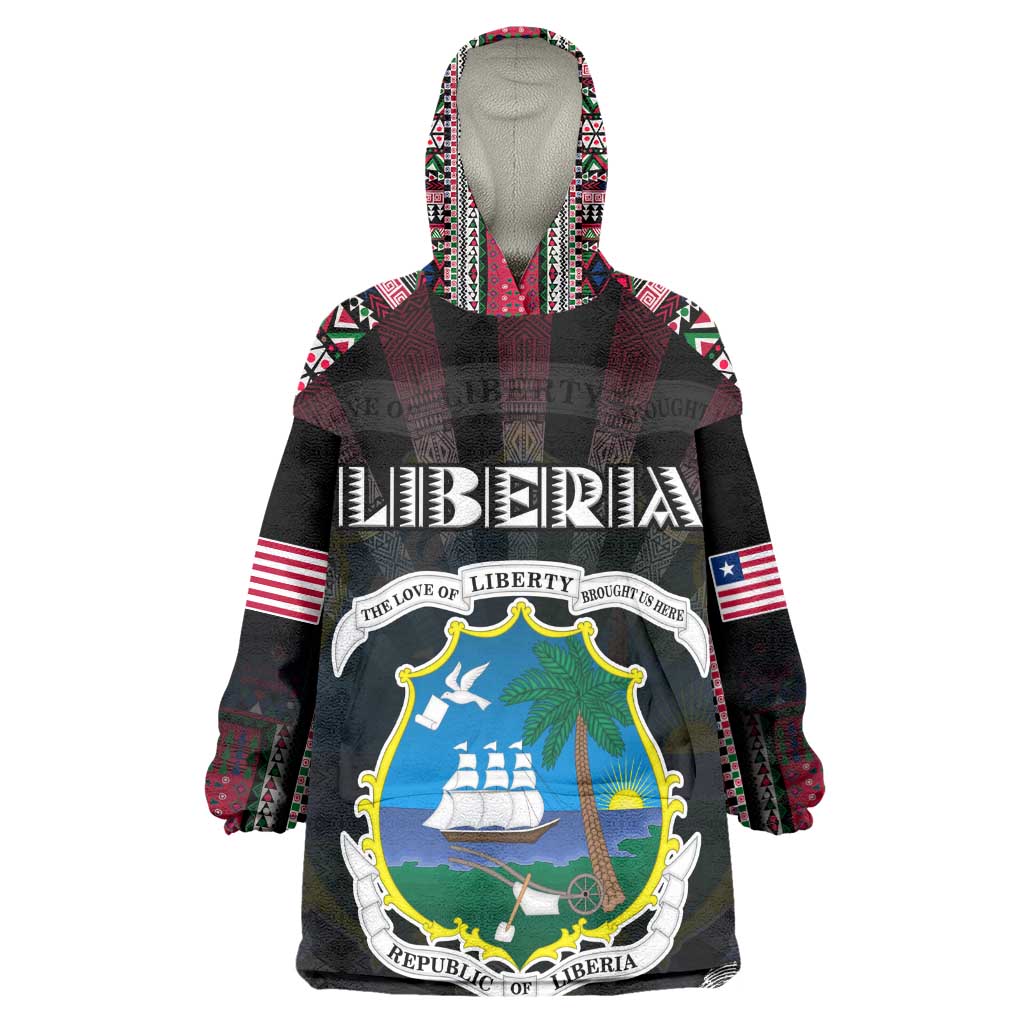 Personalized Liberia Roots Kid Wearable Blanket Hoodie African Pride in Fingerprint and Tribal Colors