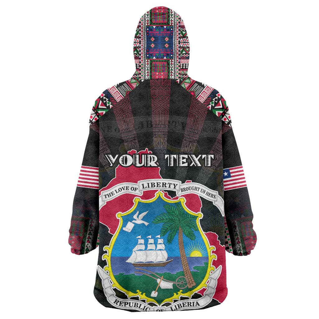 Personalized Liberia Roots Kid Wearable Blanket Hoodie African Pride in Fingerprint and Tribal Colors